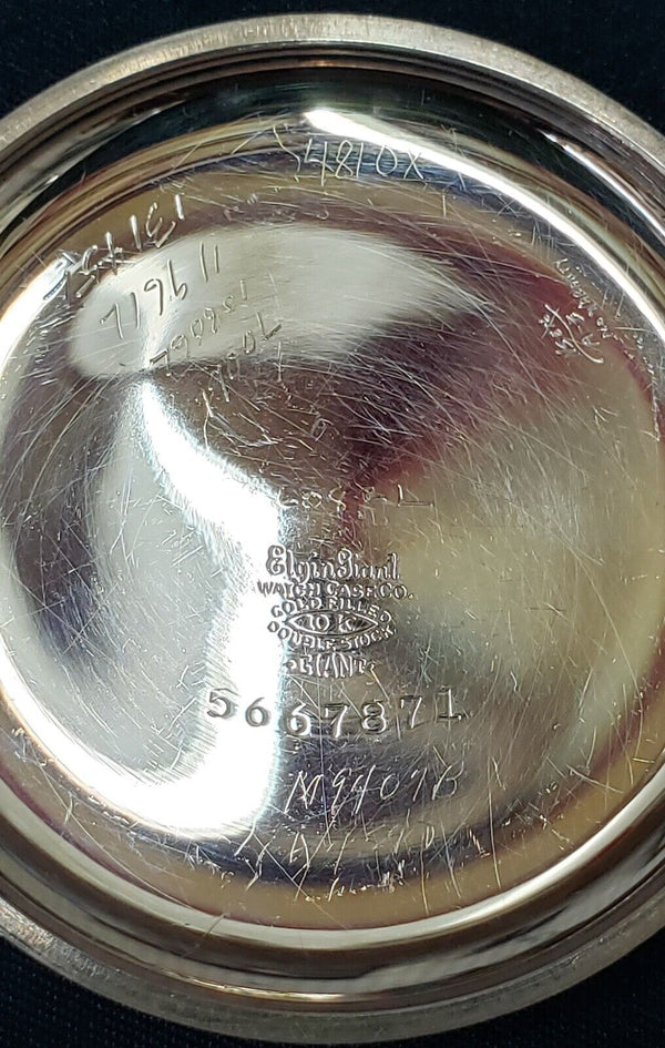 1929 Elgin 10K Gold Filled 7 Ruby Jewel Pocket Watch with 2 Tone Champagne Dial