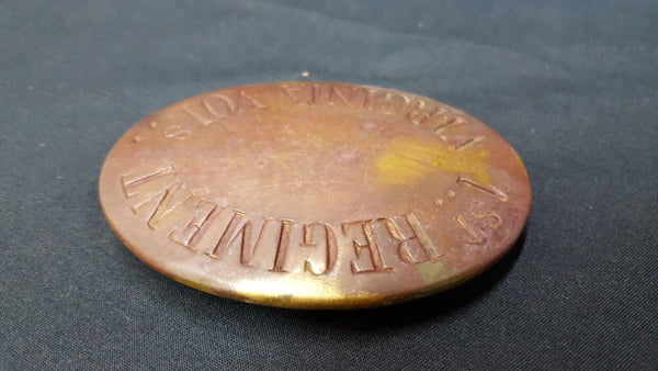 Civil War Reproduction Brass Oval 1st Regiment Virginia Volunteers Belt Buckle