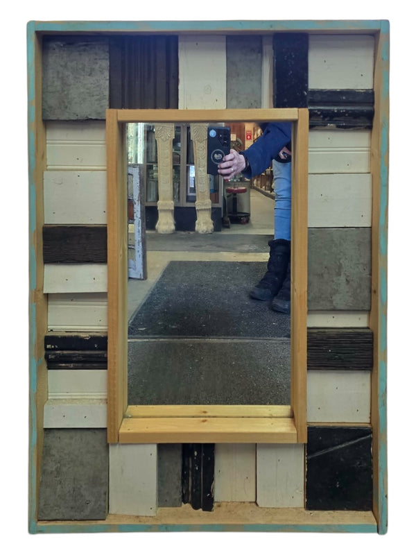 Custom Mirror Made w/ Reclaimed Wood Trim GAM0480
