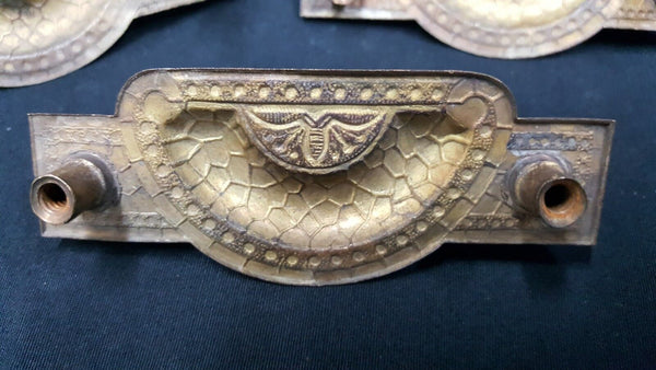 Architectural Salvage Tortoise Shell Design Drawer Pull Handles Set of 3