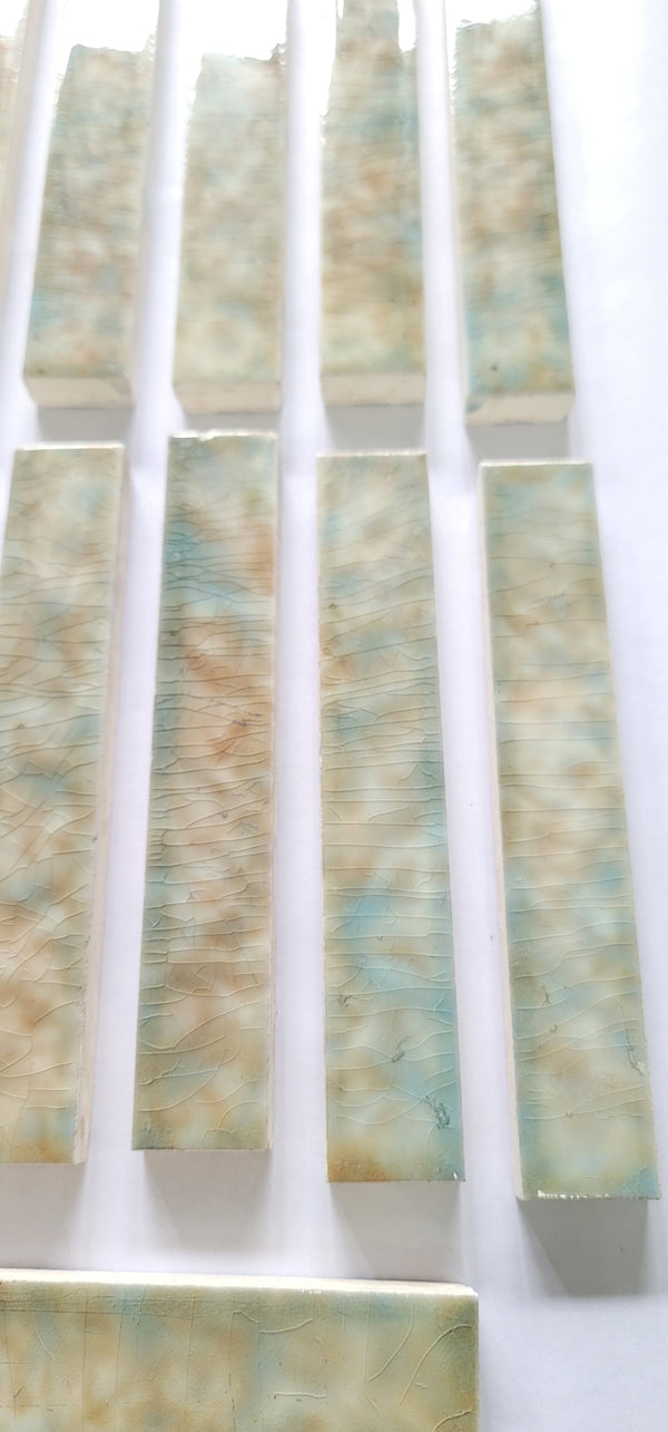 Vintage Lot 49 Trent Co. Pastel Ceramic Glazed Fireplace Tiles 6" x 1" GS00671