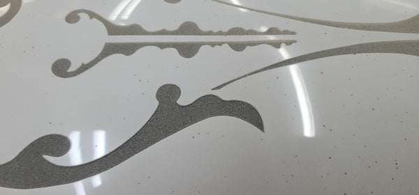 Rare White Cased Etched Curved Glass Panels 24" x 10" - 7 Available! GS00759