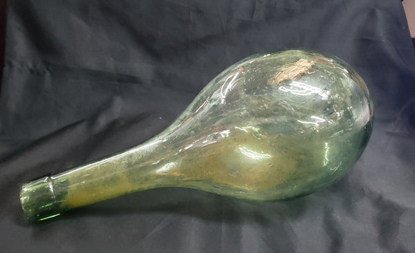 Vintage Hand Blown Torpedo Round Bottom Glass Bottle 10 1/4" x 4 1/2" GS00895