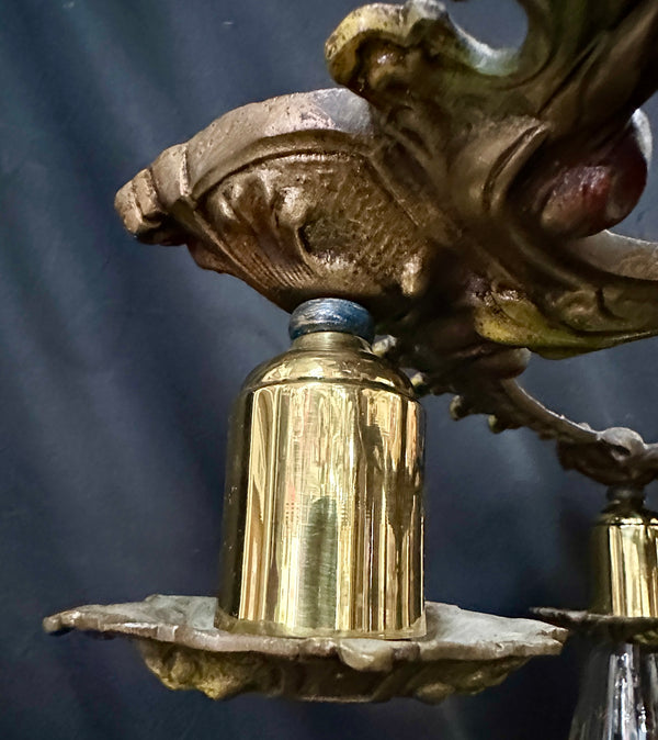 Restored Art Nouveau Brass 5-Light Chandelier GA20363