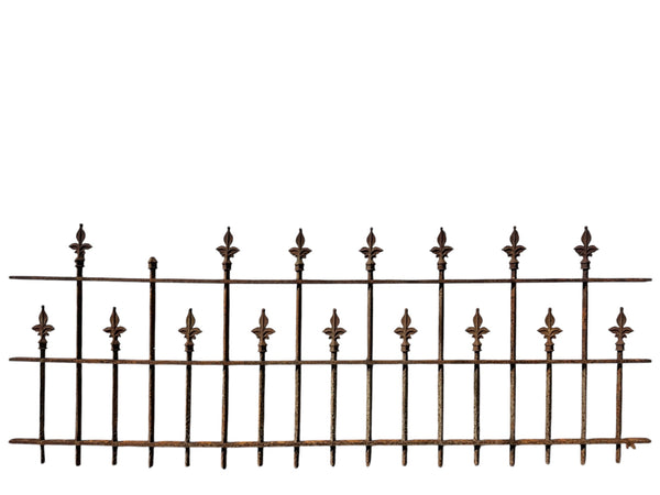 34 Ft of Antique Wrought Iron Fencing w/ Fleur-de-lis Finials GA20988