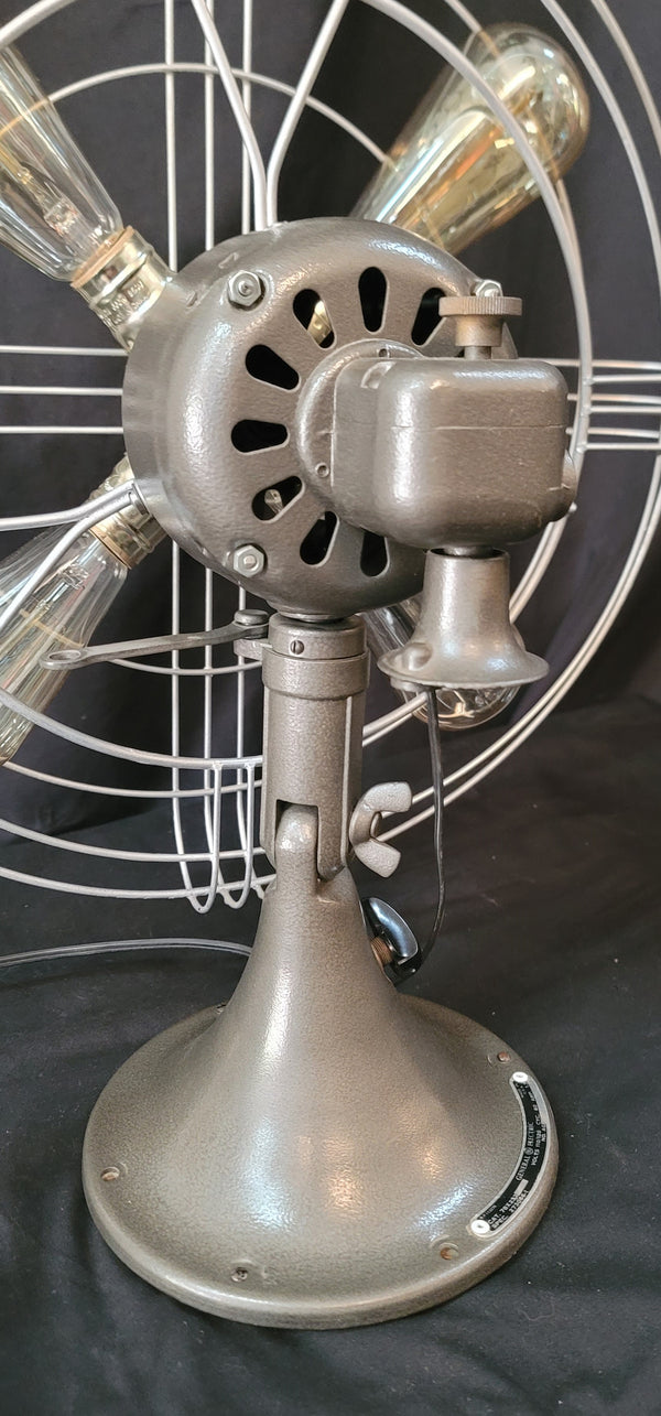 Restored Industrial G.E. Table Fan Repurposed to Table Lamp GS01033