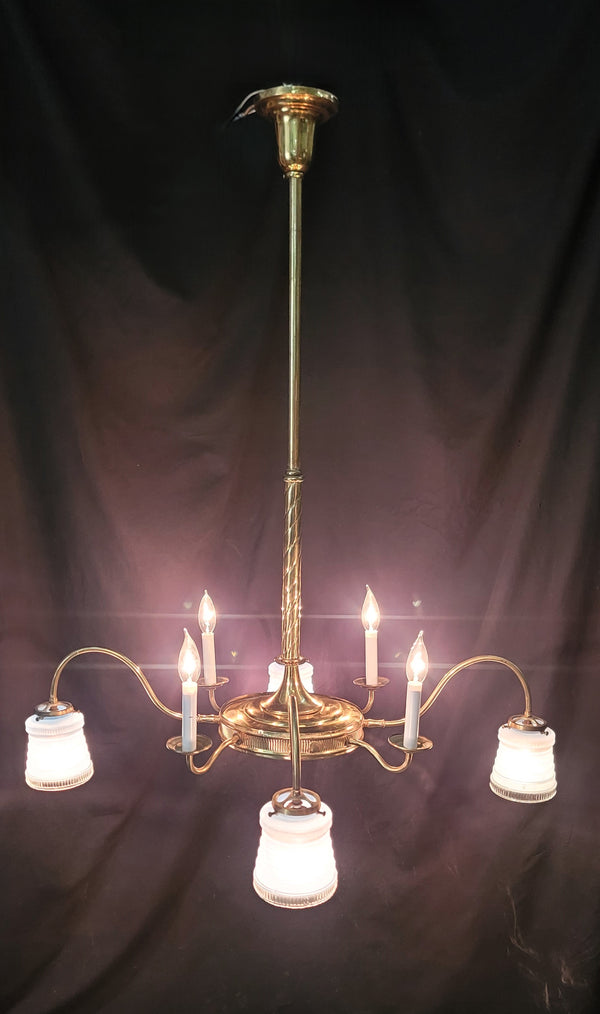 Victorian Flush Mount 8 Light Chandelier w/ Textured Shades 34" x 43" GS01019