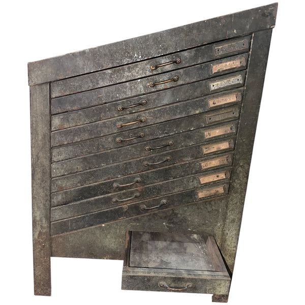 Antique Steel Printer's Typeset Cabinet GA20717