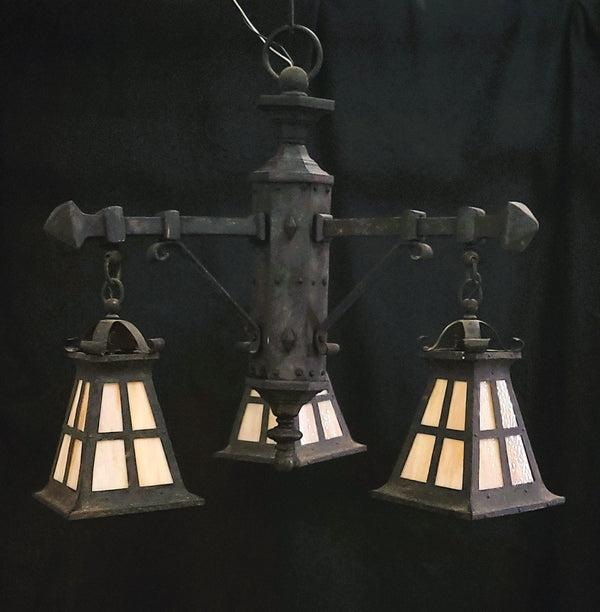 Gothic 3 Light Iron Chandelier w/ Matching Pendant Light 35" x 31" GS00952