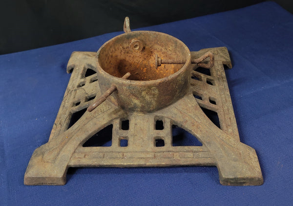 Vintage Art Deco Cast Iron Christmas Tree Stand 13 1/2" Square GS00915