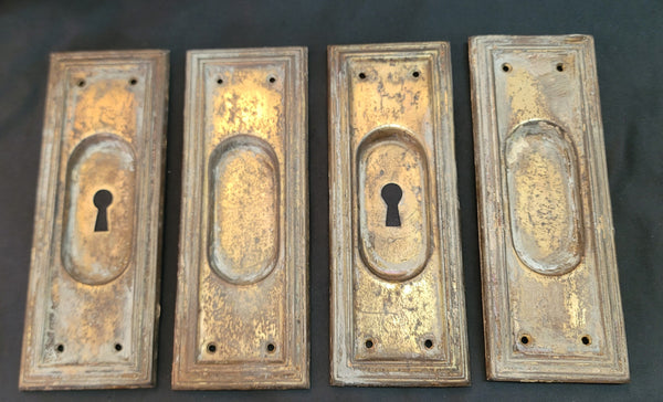 Set of 4 Rectangular Pocket Door Escutcheon Plates 6 7/8" x 2 1/2" GS01058