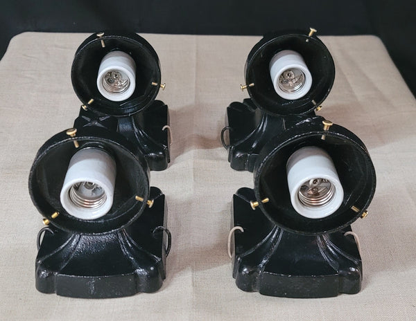 Set of 4 Restored Art Deco Cast Iron Exterior Sconces 7 1/2" T x 4 3/4" GS010918