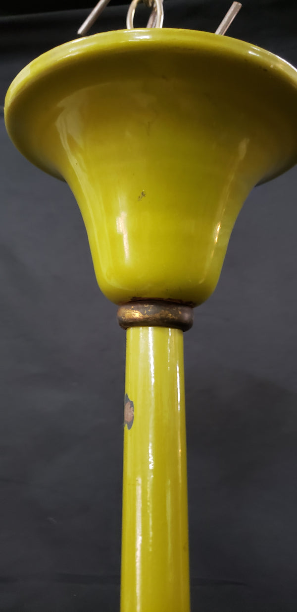 Rare Chartreuse Green Porcelain & Brass Humphrey ARC Gas Chandelier 28" GS00922