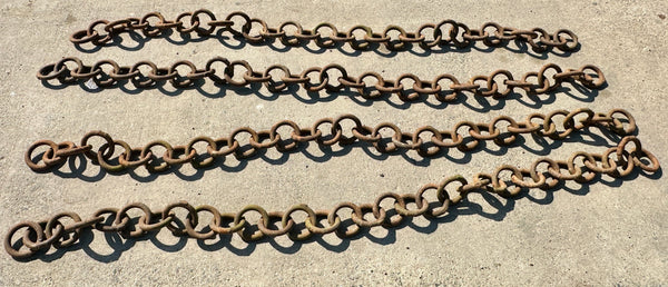 33 Ft of Antique Industrial Iron Round Link Chain GA20919
