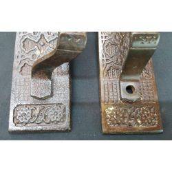 Pair of Solid Brass Eastlake Victorian Door Pull Plates 12 3/8" x 2 1/8" GA4008