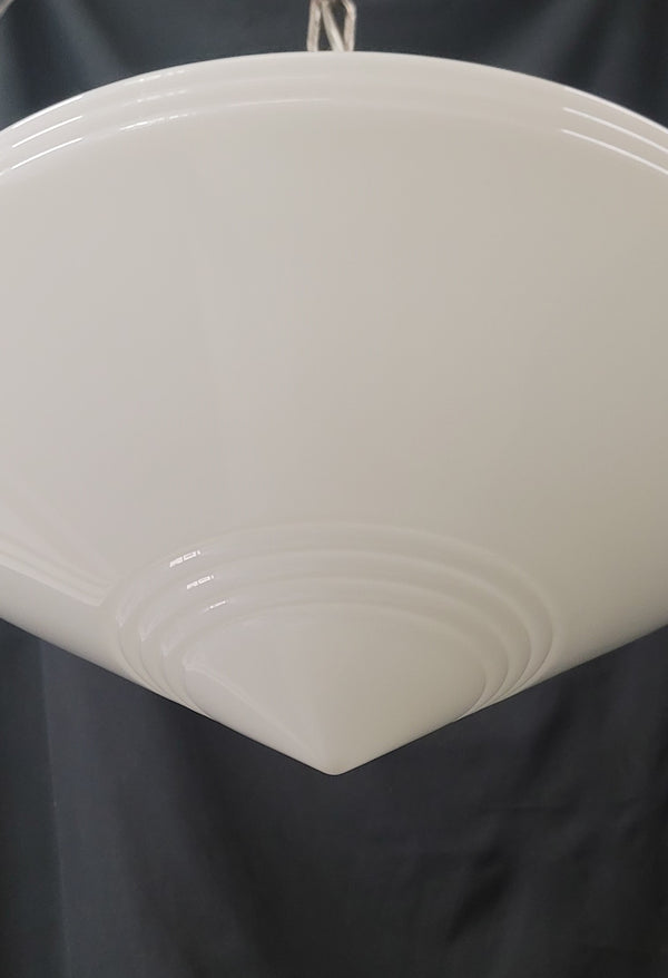 Restored Art Deco Pendant Light w/ Bullseye Point Shade & Chrome Trim GS01031