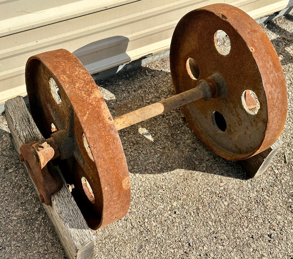 Pair of Industrial Cast Iron Cart Wheels GA20914