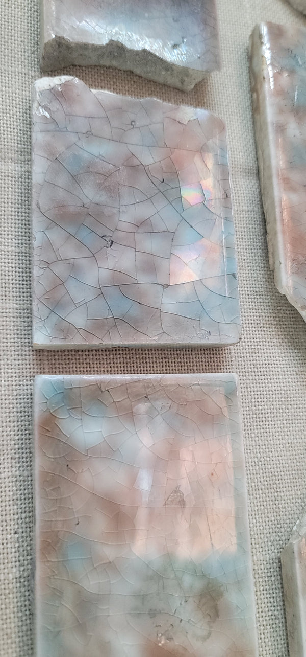 Set of 51 Glazed Fireplace Tiles w/ Mottled Design 4" x 2" GS010942