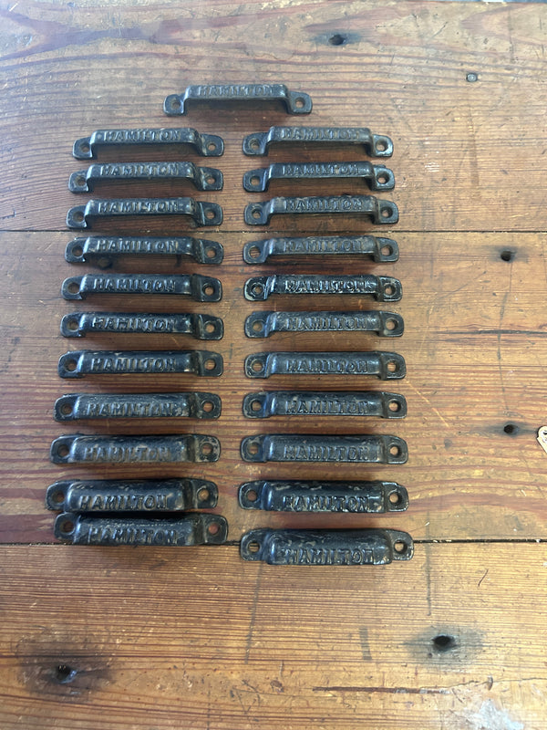 23 Antique Cast Iron HAMILTON Drawer Pulls GS010970