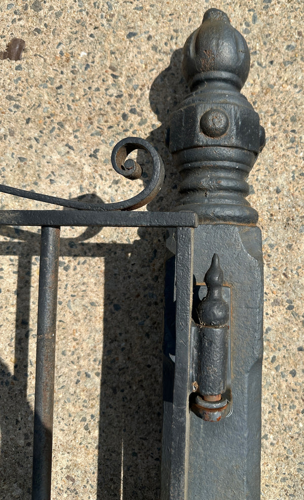 Antique Iron Entryway Gates w/ Ornate Cast Iron Posts GA20318