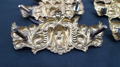 Set of 6 Brass Ornate Lion's Mane Drawer Pulls 4 1/2" x 2 1/4" GS00792