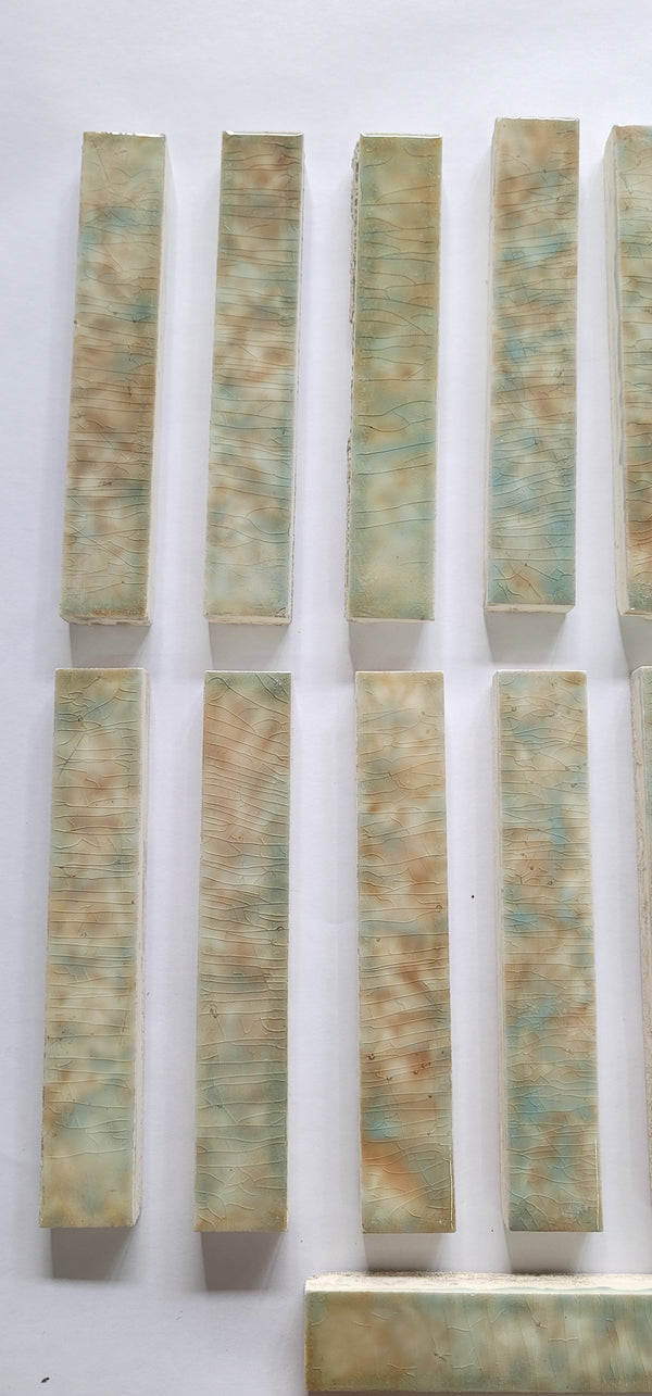 Vintage Lot 49 Trent Co. Pastel Ceramic Glazed Fireplace Tiles 6" x 1" GS00671