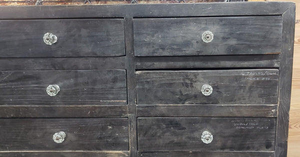 1930's Custom Made Electronics Store Multi Drawer Wood Cabinet GS00718