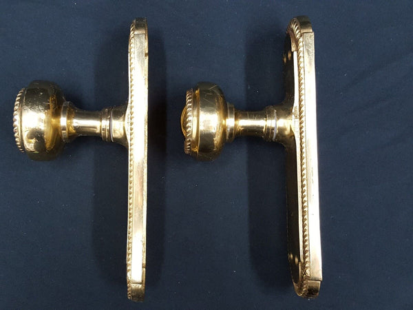Pair of Georgian Style Solid Brass Dummy Knobs w/ Backplates GS00734