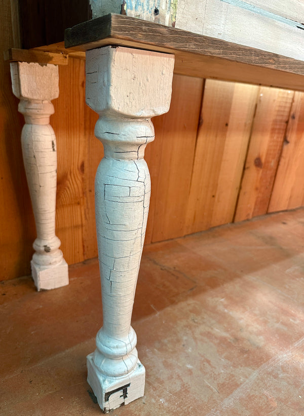 Rustic Custom-Built Cabinet/Counter Table w/ Heart Pine Top GA20719