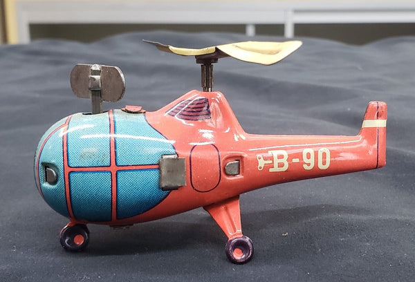 1950's Biller Company B-90 Tin Wind Up Helicopter for Remote Control Station GAB90