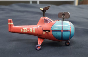 1950's Biller Company B-90 Tin Wind Up Helicopter for Remote Control Station GAB90