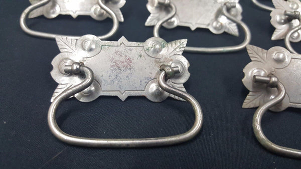 Architectural Salvage Silver Toned Leaf Point Design Pull Handles Set of 17
