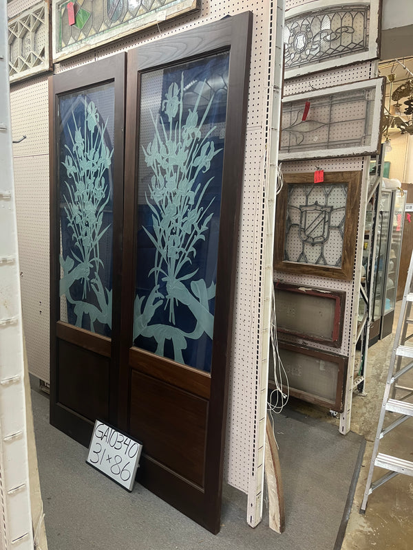 Etched Glass Pantry Doors 31 x 63 GA10340