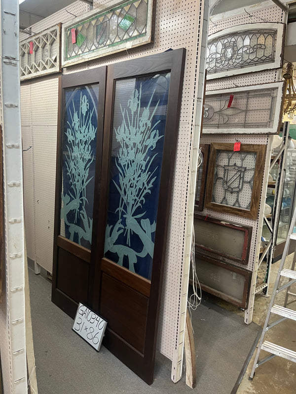 Etched Glass Pantry Doors 31 x 63 GA10340