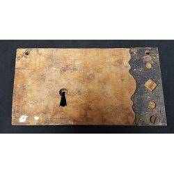 Late 1700's Wood Iron & Brass Partial Rim Lock 9" x 4 3/4" GA247
