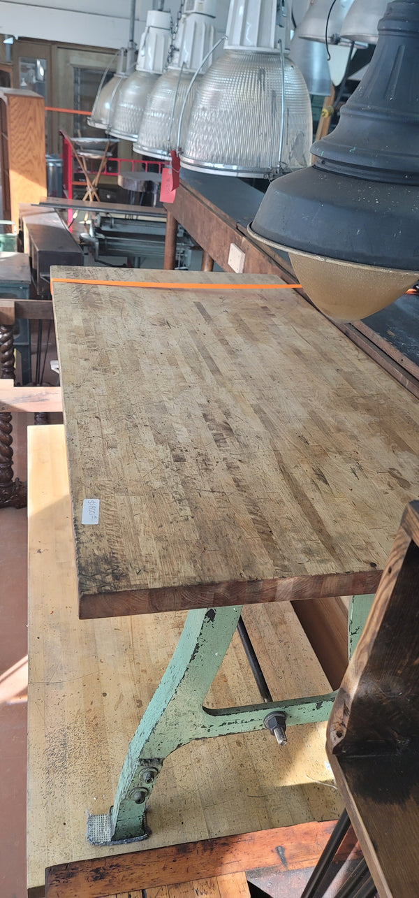 Custom Butcher Block Table Top w/ Industrial Cast Iron Legs 60" x 30" GS00838