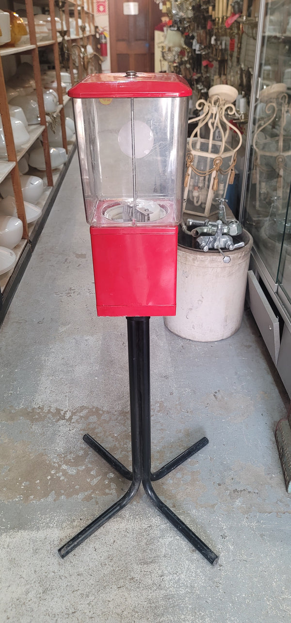 Vintage 25 Cent Free Standing Candy or Gumball Machine 44" Tall GS00996