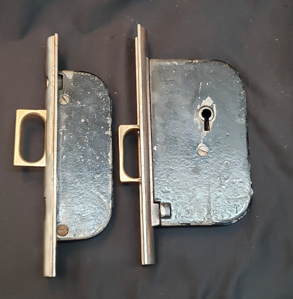 Restored Pocket Door Lock Set 5 1/2" x 3 1/2 GS01055
