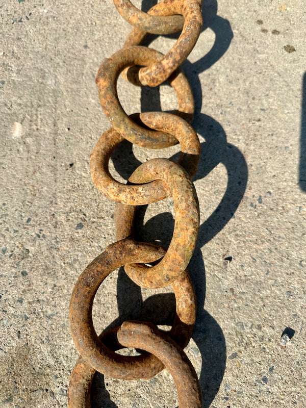 33 Ft of Antique Industrial Iron Round Link Chain GA20919