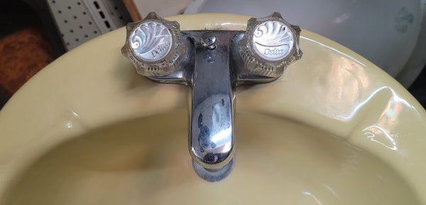 Vintage Harvest Gold Oval Cast Iron Sink 19 1/2" W x 15 3/4" D GS00602