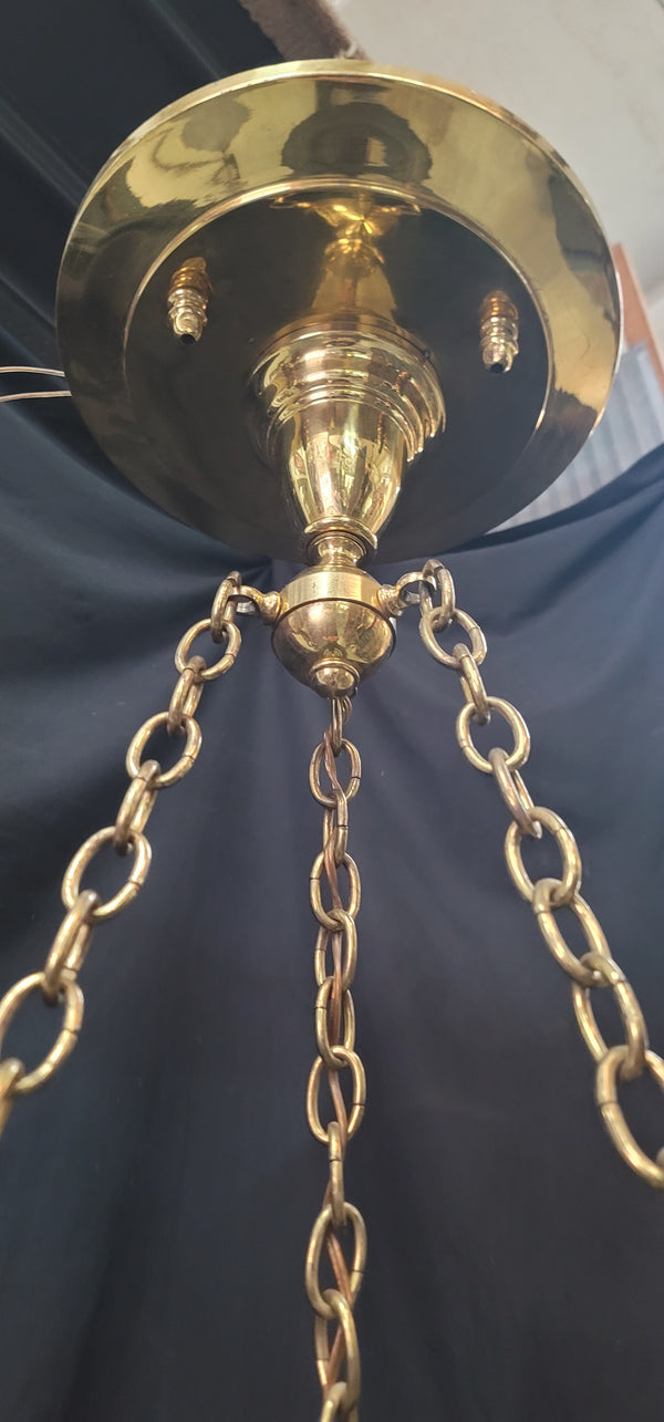 Large Ornate Brass 2 Light Chandelier w/ Large Brass Canopy 20" x 48" GS00995