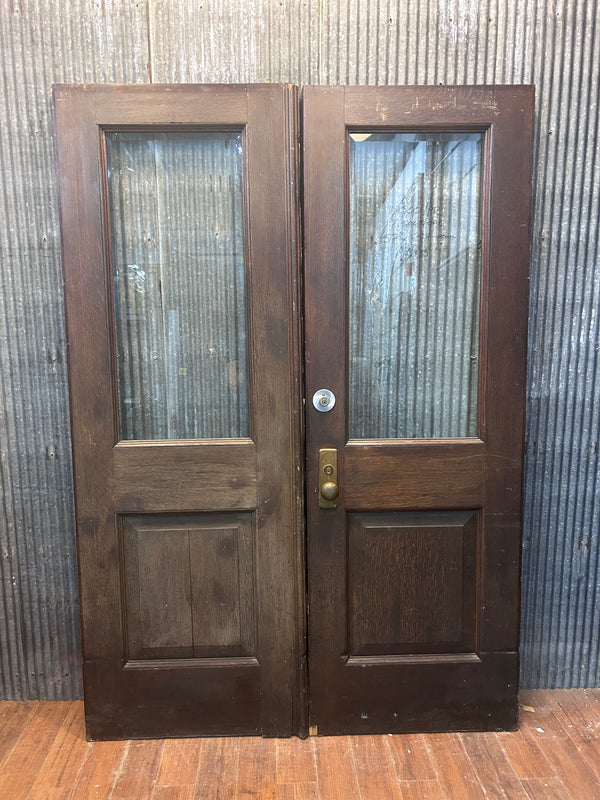 Pair of Beveled Glass Fire Exit Doors GS011026