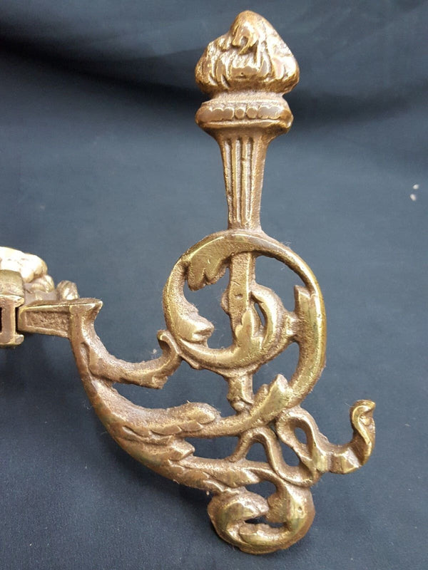 Architectural Salvage Solid Brass Hall Tree Double Hooks Ornate Design Set of 2