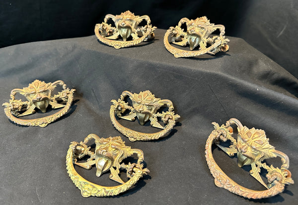 Set of 6 Antique Brass Drawer Pulls GA20406