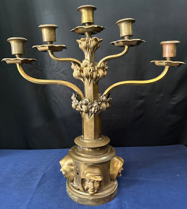 French Empire Antique Figural Brass Candelabra Pair GA20508