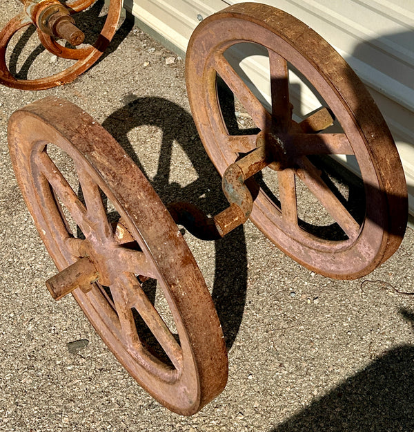 Pair of Industrial Salvage Hit & Miss Machine Wheels GA20916
