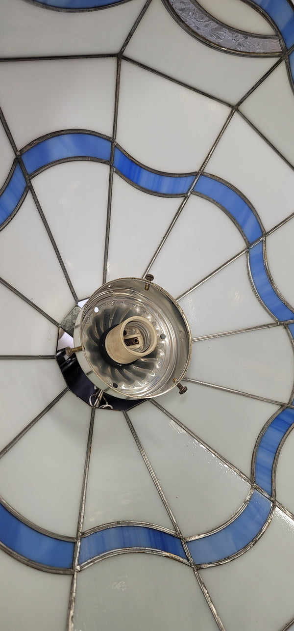 Stained Glass Ceiling Light w/ Cobalt Blue & Florentine Glass Trim GS00882