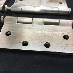 2 Pairs of Large Chrome Plated Steel Hinges. 4 1/2" x 4 1/2" GA22777