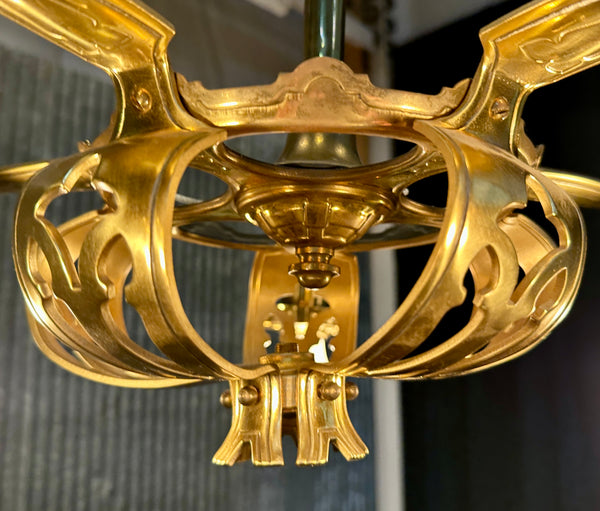 Antique Art Nouveau Style Brass 5-Light Chandelier - 20" W x 13" T - GA21031
