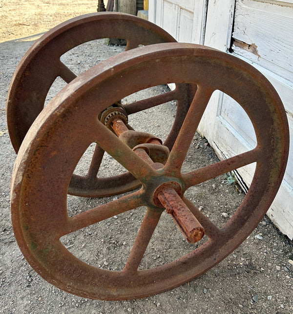Pair of Industrial Salvage Hit & Miss Machine Wheels GA20917